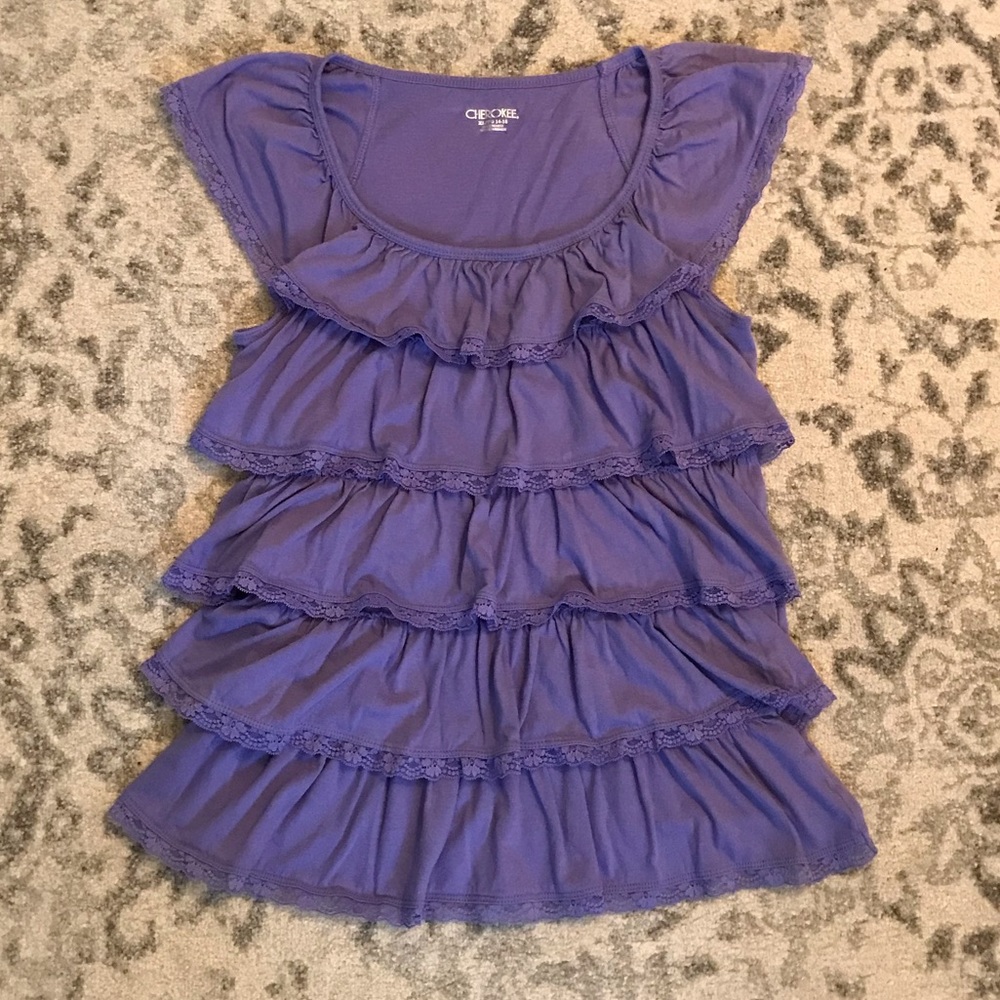 Cherokee Girls Purple Ruffled Shirt - XL (14-16)
